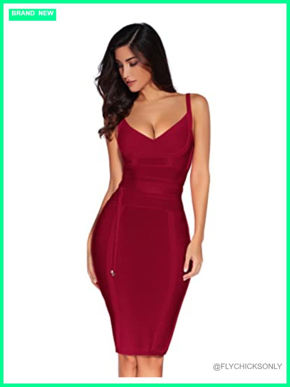 Rayon Bandage Bodycon Party Dress Tie Waist V-Neck Sleeveless Formal